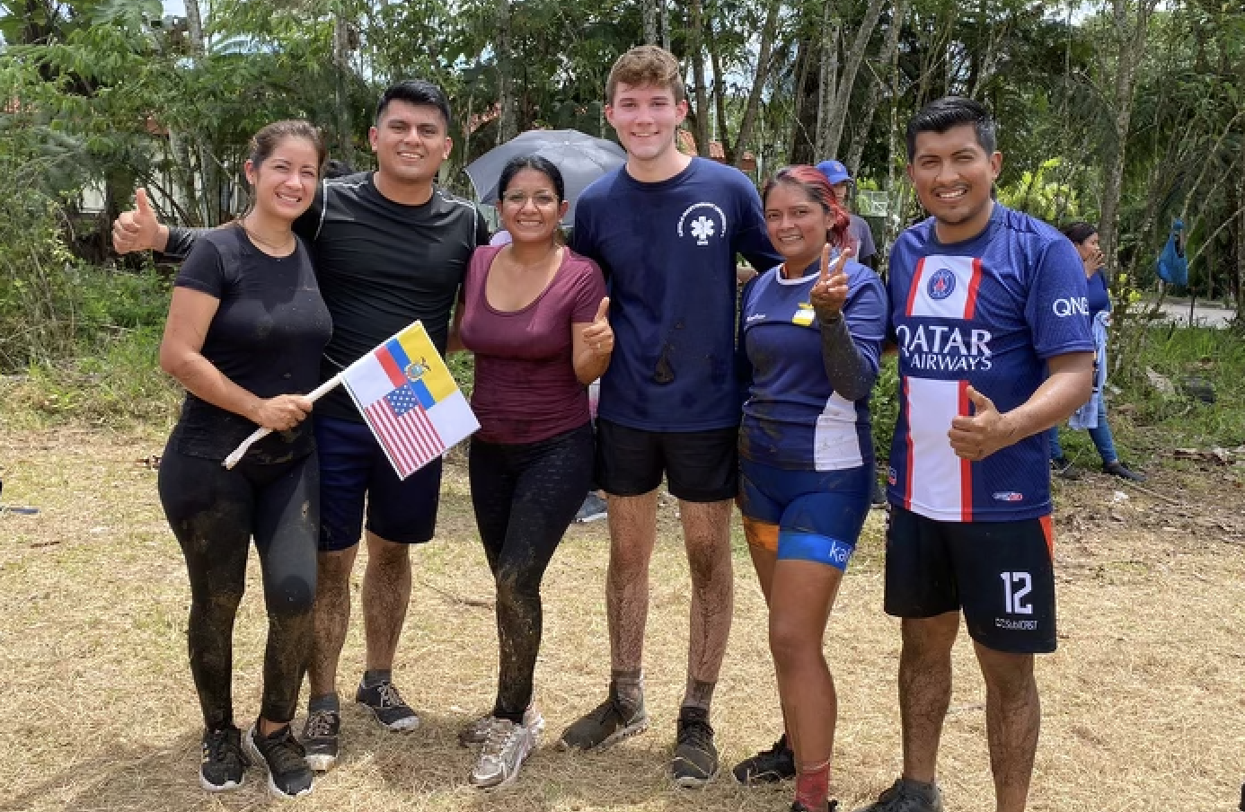 Colleagues and Eamon competed in a yincana (obstacle course) to celebrate Ikiam's anniversary.